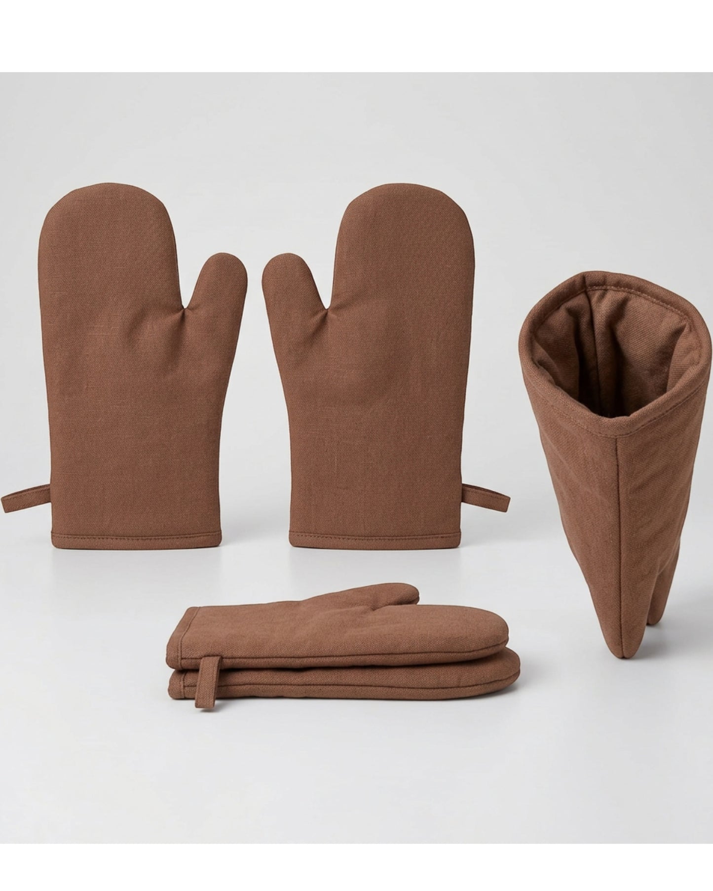 Clov Linen Blend Oven Mitts Clay 12 in Pair