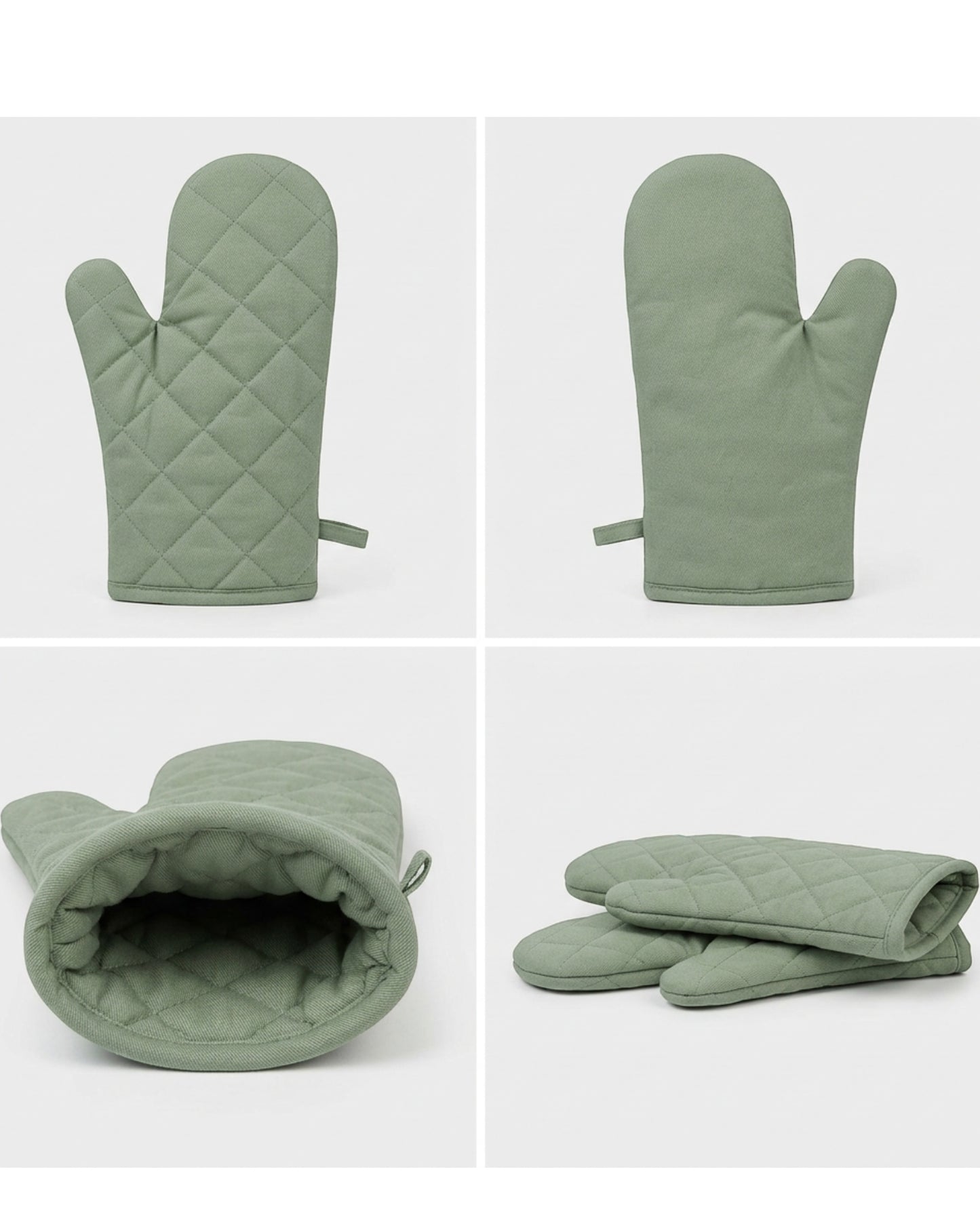 Clov Quilted Cotton Oven Mitt Sage 13 in Pair
