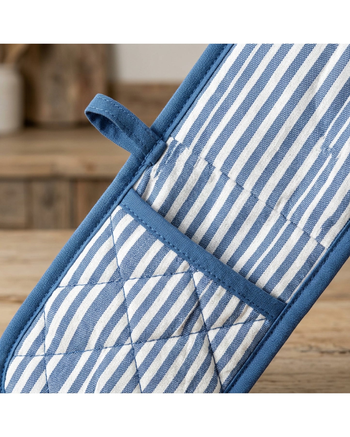 Clov Double Oven Glove Stripe Blue 35 in