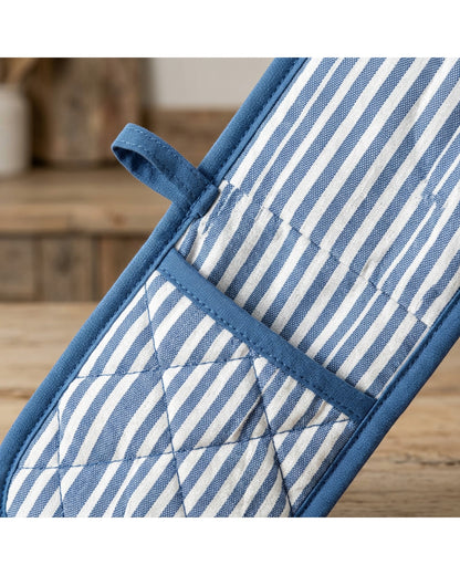 Clov Double Oven Glove Stripe Blue 35 in