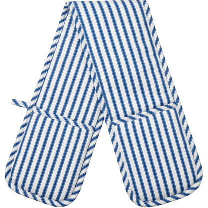 Clov Double Oven Glove Stripe Blue 35 in