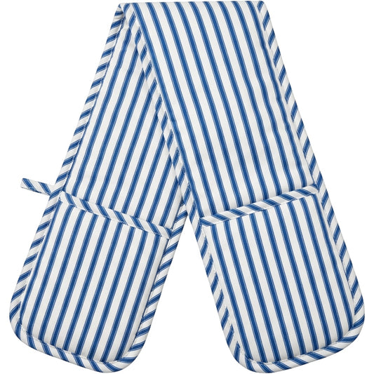 Clov Double Oven Glove Stripe Blue 35 in