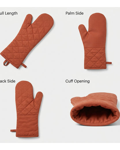 Clov Extra Long Oven Mitt Terracotta 17 in Single