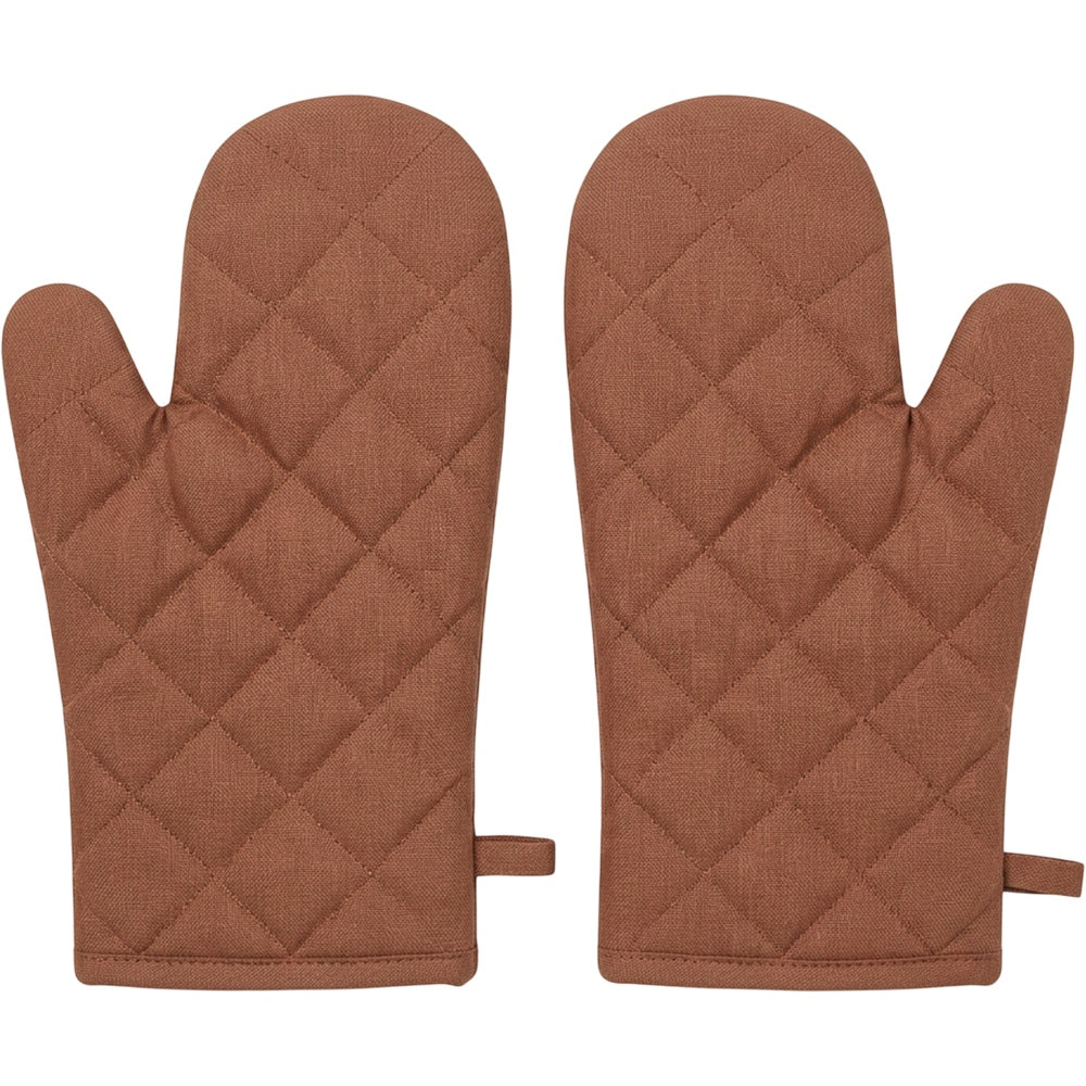 Clov Linen Blend Oven Mitts Clay 12 in Pair