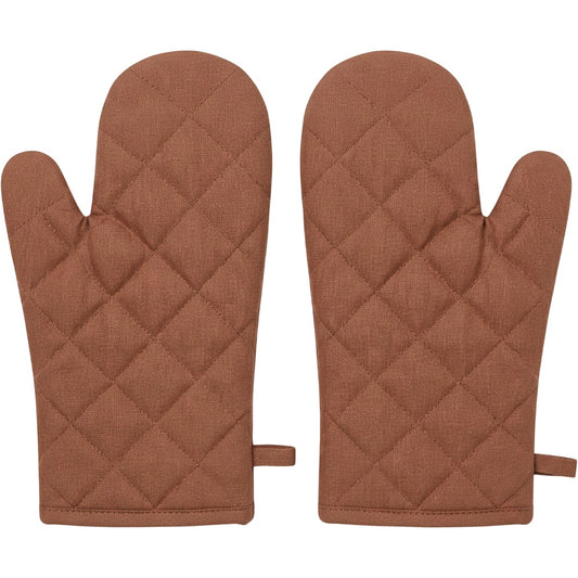 Clov Linen Blend Oven Mitts Clay 12 in Pair