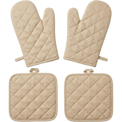 Clov Oven Mitt and Pot Holder Set Oat 4 Piece
