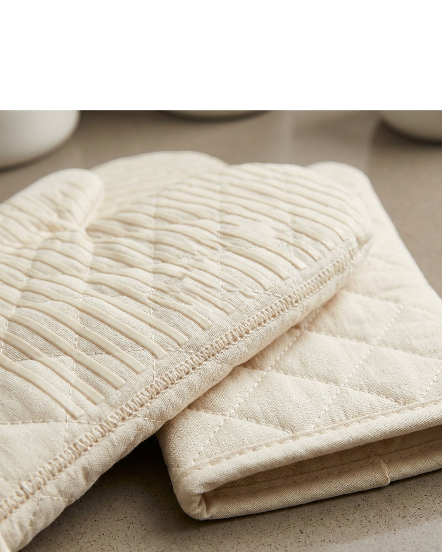 Clov Oven Mitt with Silicone Stripes Cream 15 in Pair