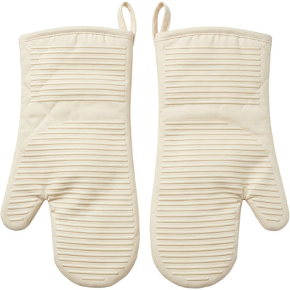 Clov Oven Mitt with Silicone Stripes Cream 15 in Pair