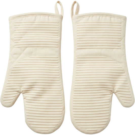 Clov Oven Mitt with Silicone Stripes Cream 15 in Pair