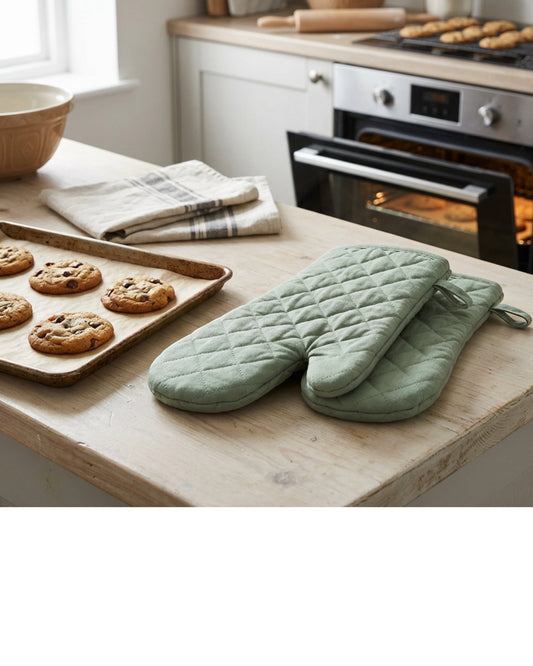 Clov Quilted Cotton Oven Mitt Sage 13 in Pair