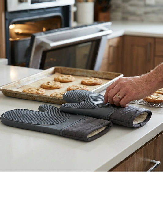 Clov Silicone Grip Oven Mitt Charcoal 14 in Pair