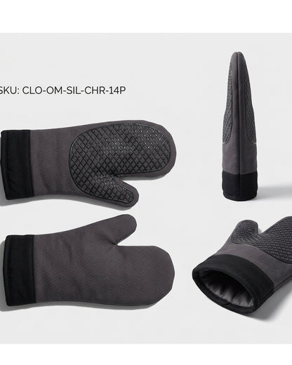 Clov Silicone Grip Oven Mitt Charcoal 14 in Pair